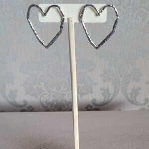 Silver Hollow Heart Earrings